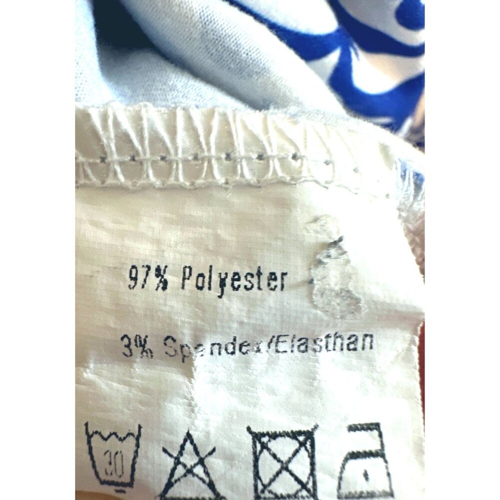 Halife Womens Long Sleeve Blue and White Abstract Patterned Tunic Top M - Picture 4 of 6